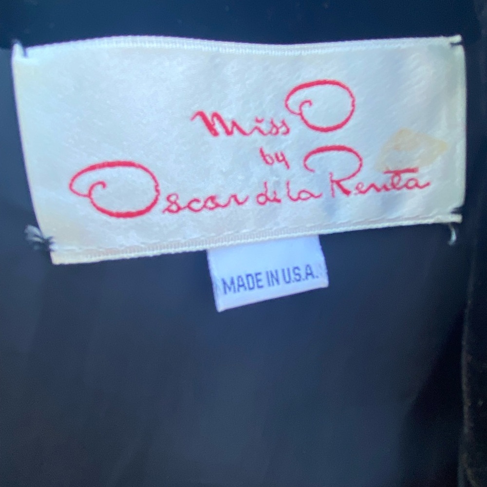 Vintage RARE Miss O by Oscar de la Renta Black Crushed Velvet Dress w/ Tie Waist - Picture 10 of 12